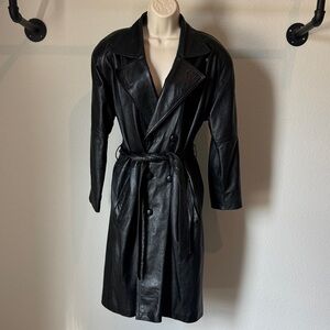 Vintage Reliable Double Breasted Long Leather Trench